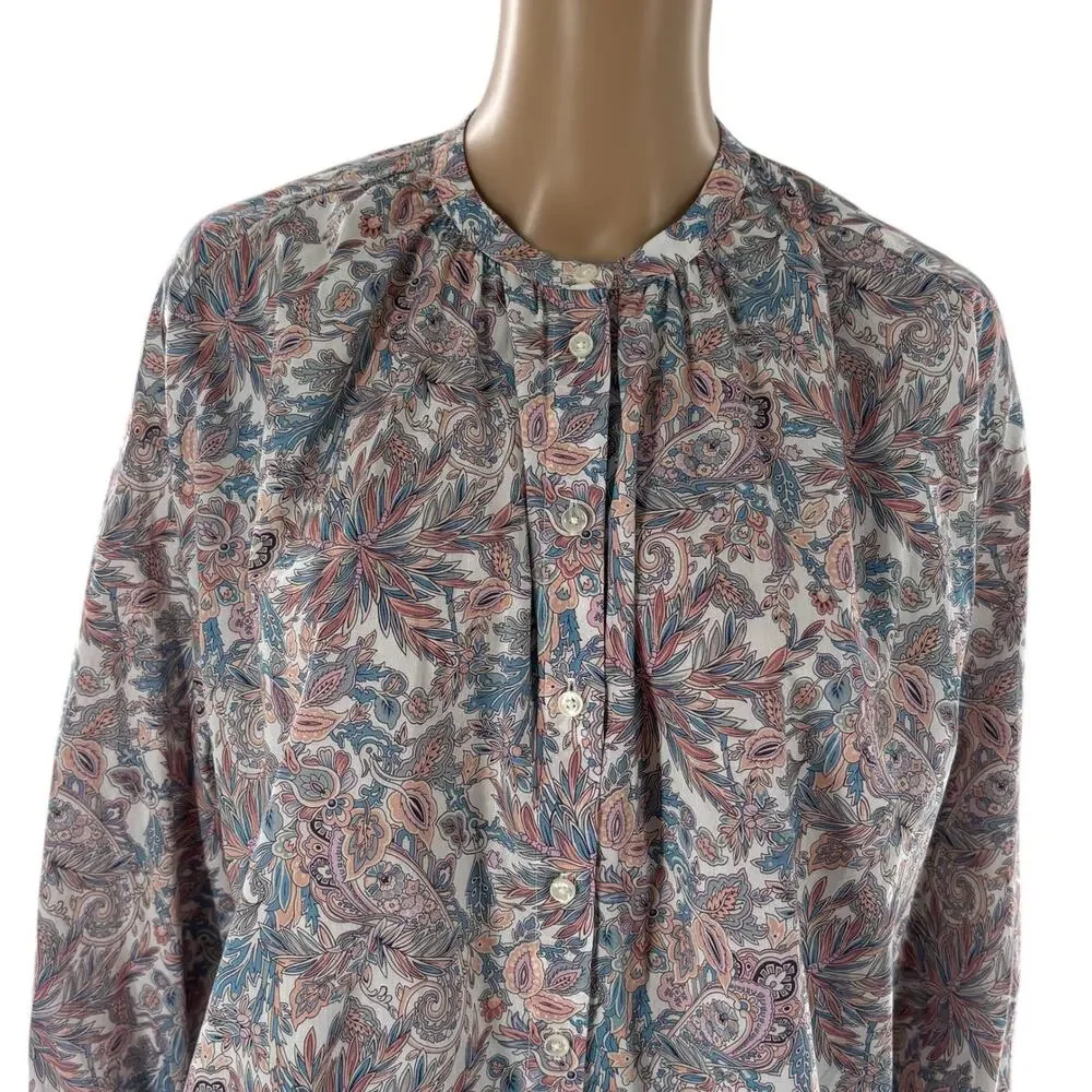 J. Crew x Liberty London Faraway Plum Floral Cotton Voile Button Front Top